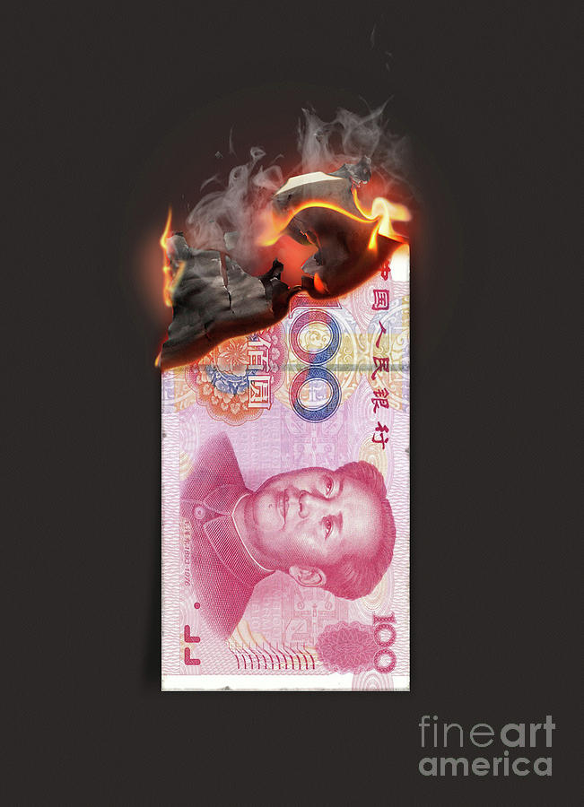 Yuan Burning Cash Note Digital Art