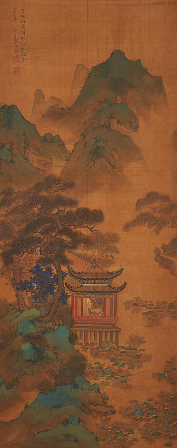 YUAN JIANG, Summer Hut at a Lotus Pond Painting by Artistic Rifki