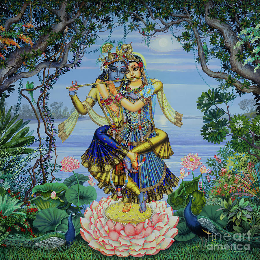 Yugal Kishore on lotus Painting by Vrindavan Das