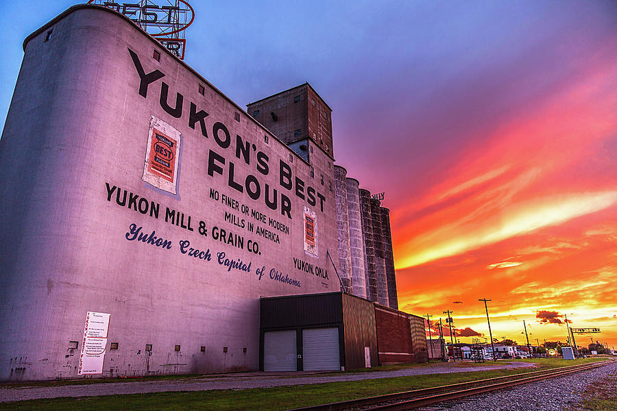 Sunset Photograph - Yukons Best - Flour Mill at Sunset in Yukon Oklahoma by Southern Plains Photography