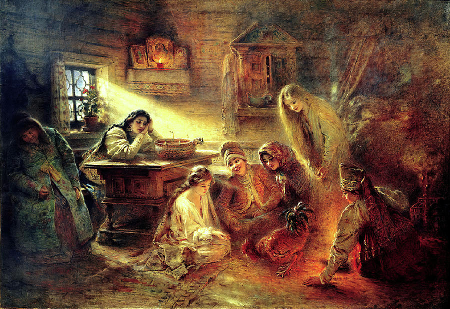 Yule Divination Painting by Konstantin Makovsky