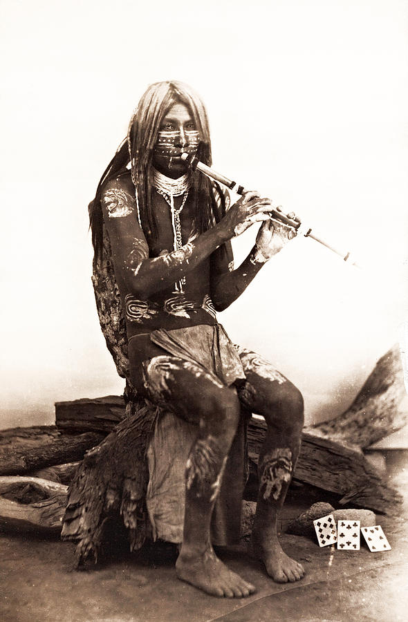 Yuma Indian Flute Player circa 1875 Photograph by Isaiah West Taber