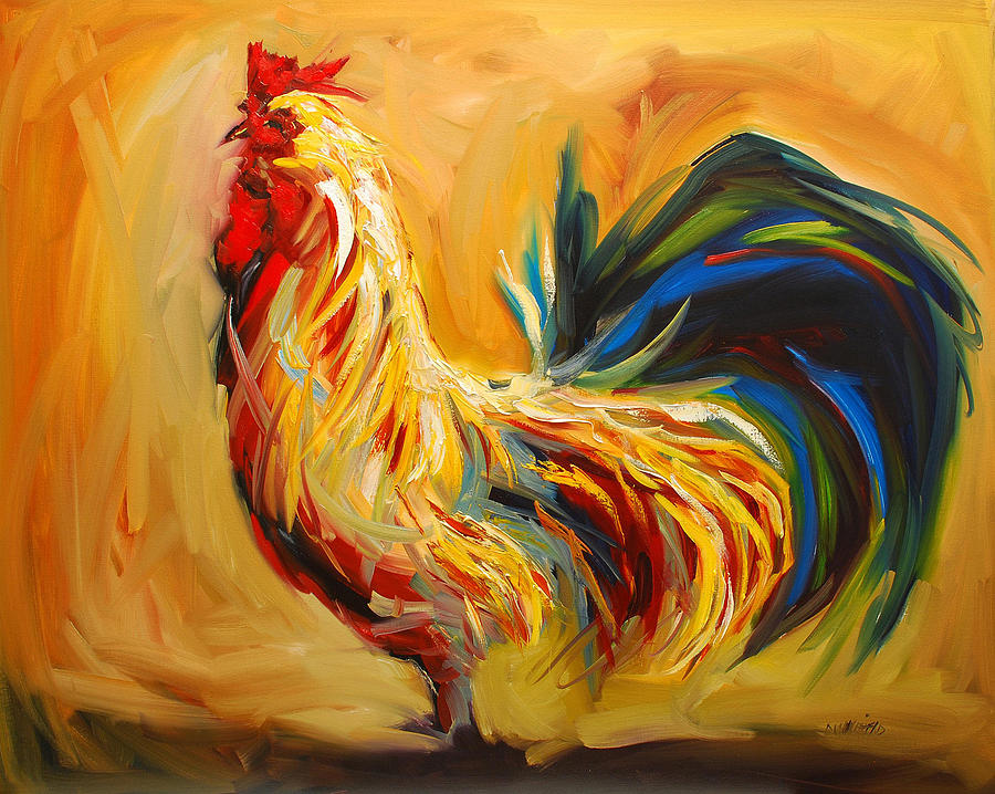 Rooster Painting - Yummy Rooster by Diane Whitehead