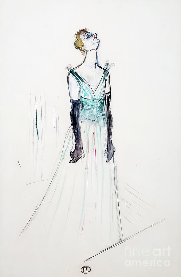 Dress Drawing - Yvette Guilbert by Henri de Toulouse Lautrec 1893 by Henri de Toulouse Lautrec