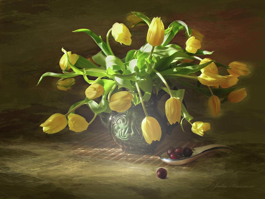 Yyellow tulips Mixed Media by Julia Pimenova | Fine Art America