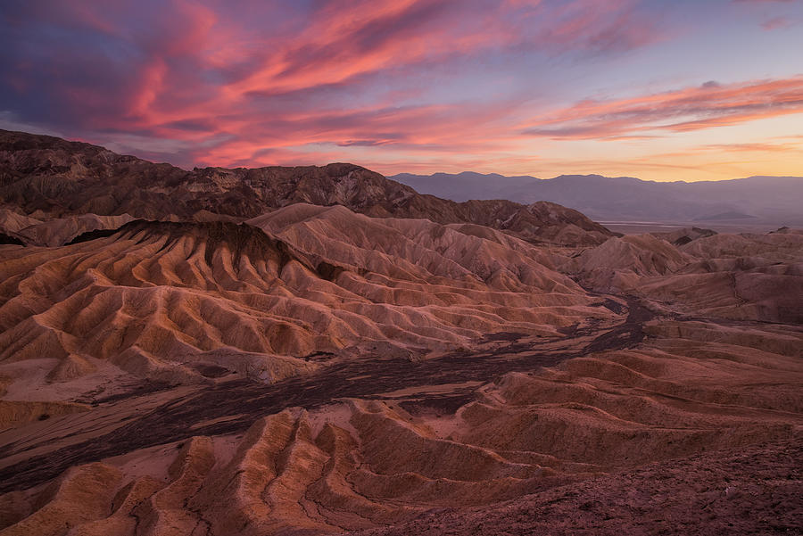 Zabriskie Point at sunset, Death Valley Photograph by Carlos Fernandez