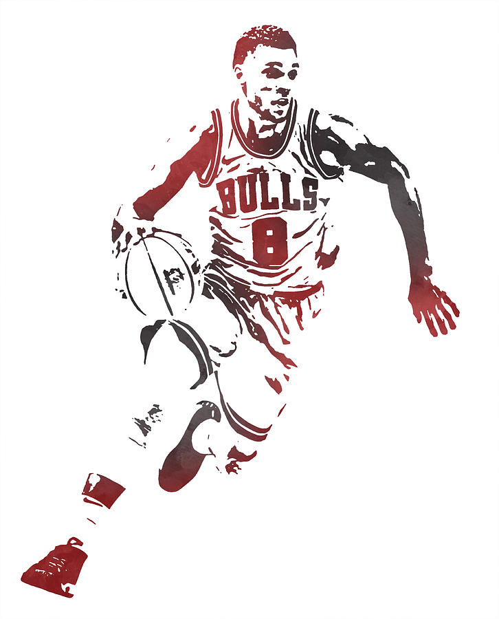 Zach Lavine Chicago Bulls Watercolor Strokes Pixel Art 1 Mixed Media By