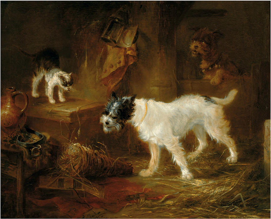 Zacharie Noterman Scene with dogs and a cat Painting by Mona Master ...