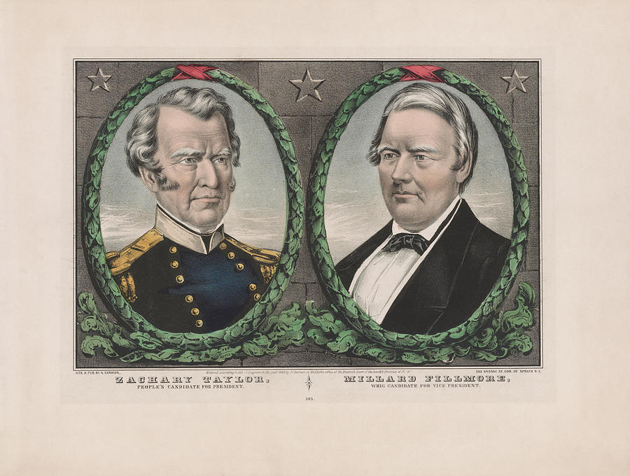 Zachary Taylor and Millard Fillmore - Whig Party Campaign Banner - 1848 Drawing by War Is Hell Store