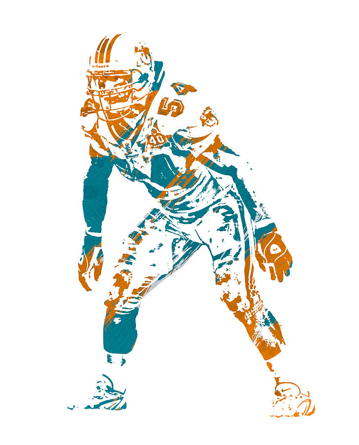 Zack Thomas Miami Dolphins Watercolor Strokes Pixel Art 1 Mixed