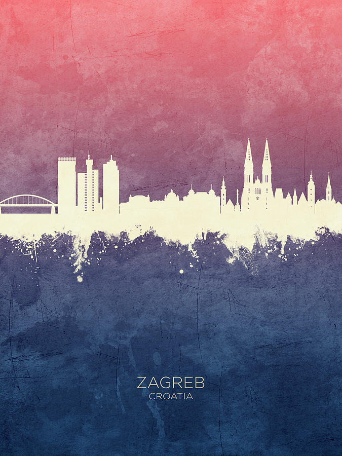 Zagreb Croatia Skyline #75 Digital Art by Michael Tompsett