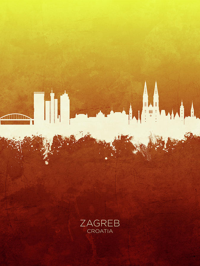 Zagreb Croatia Skyline #78 Digital Art by Michael Tompsett