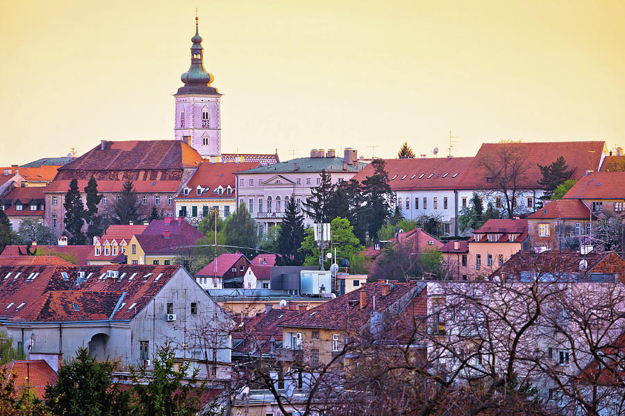 Zagreb historic upper town skyline sunset view Photograph by Brch Photography