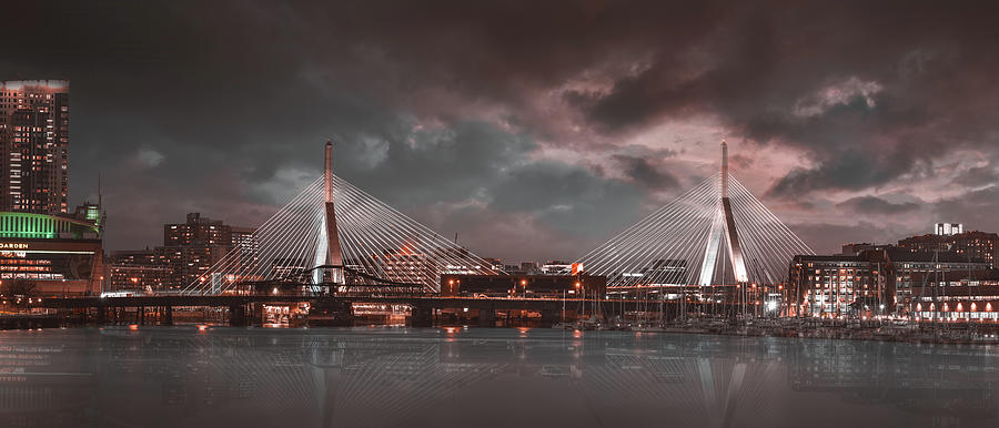 Boston Photograph - Zakim Bridge from USS Constitution by Thomas Logan
