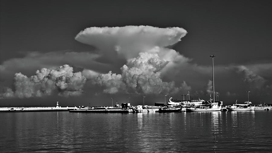 Zakynthos Cloudscape in Monochrom Photograph by Jeremy Hayden