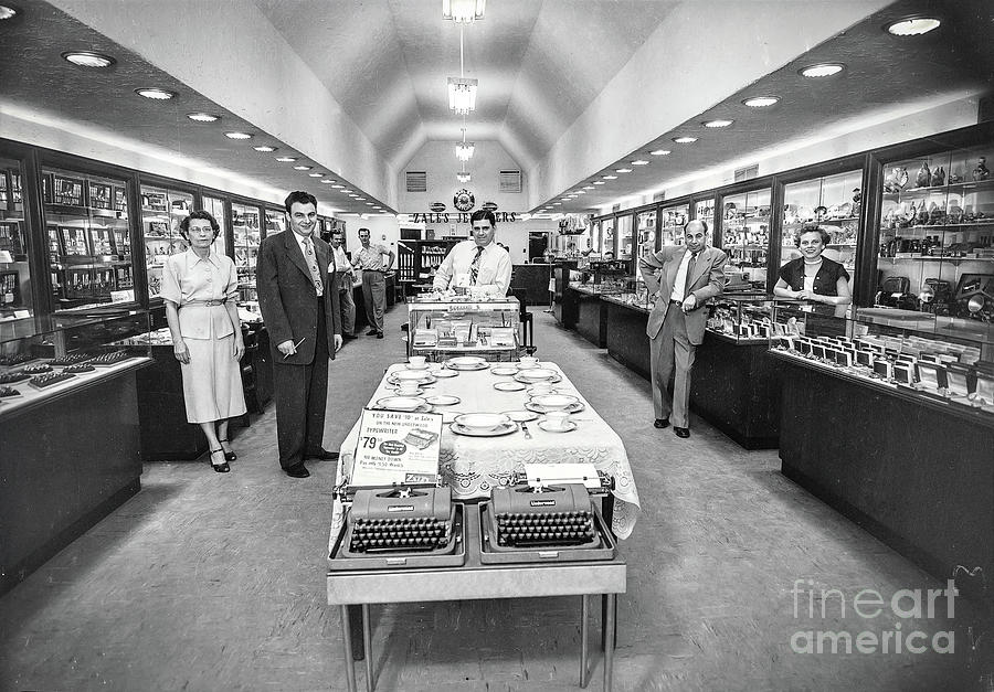 Black And White Photograph - Zales Jewelers, 1950s monochrome  by Ok More Photos