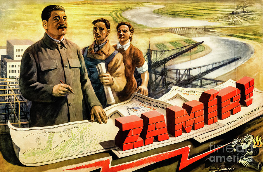 Zamir For Peace 1950s Soviet Propaganda Poster Drawing by M G Whittingham