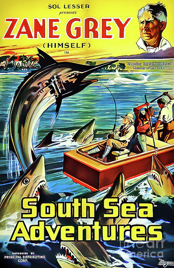 Zane Grey South Sea Adventures 1932 Movie Poster Drawing by M G Whittingham