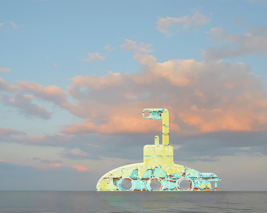 Zany Yellow Submarine at Sunset Digital Art by Marianne Campolongo
