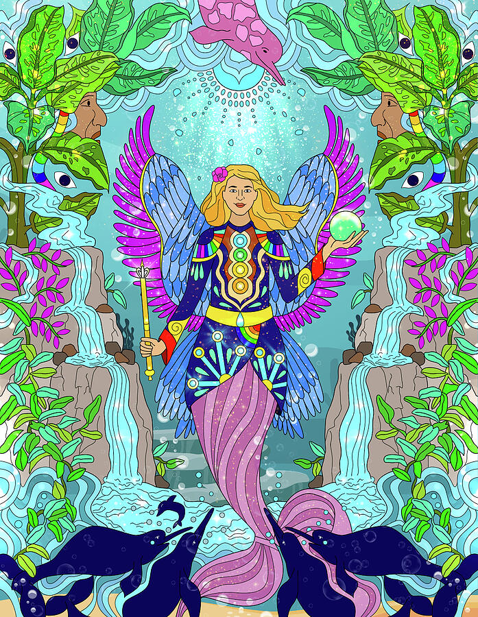 Zarabeth - Deva of the Water Painting by Pablo Amaringo Inspired Zarabeth - Deva of the Water Painting by Pablo Amaringo Inspired