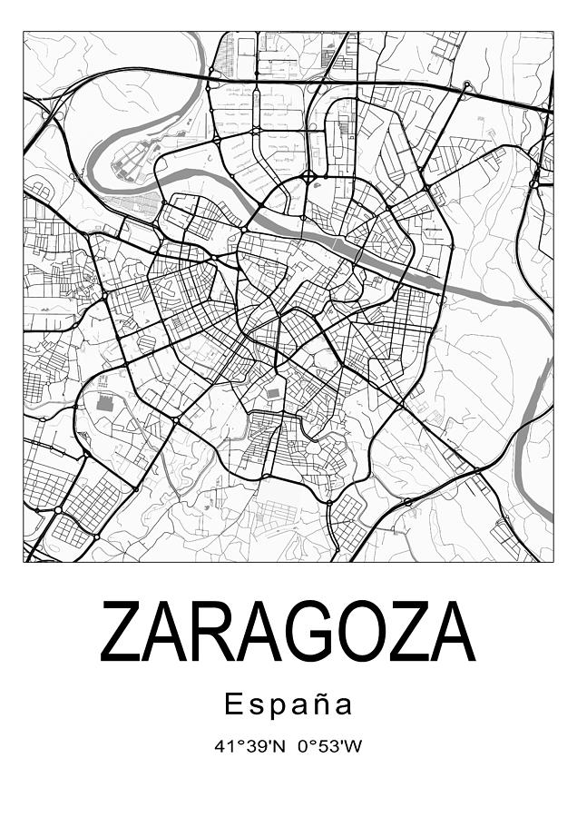 Zaragoza City Map 001 Digital Art By Dandi Studio Fine Art America   Zaragoza City Map 001 Dandi Studio 