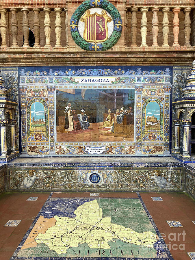 Zaragoza Mosaic - Plaza de Espana - Seville Photograph by Phil Banks