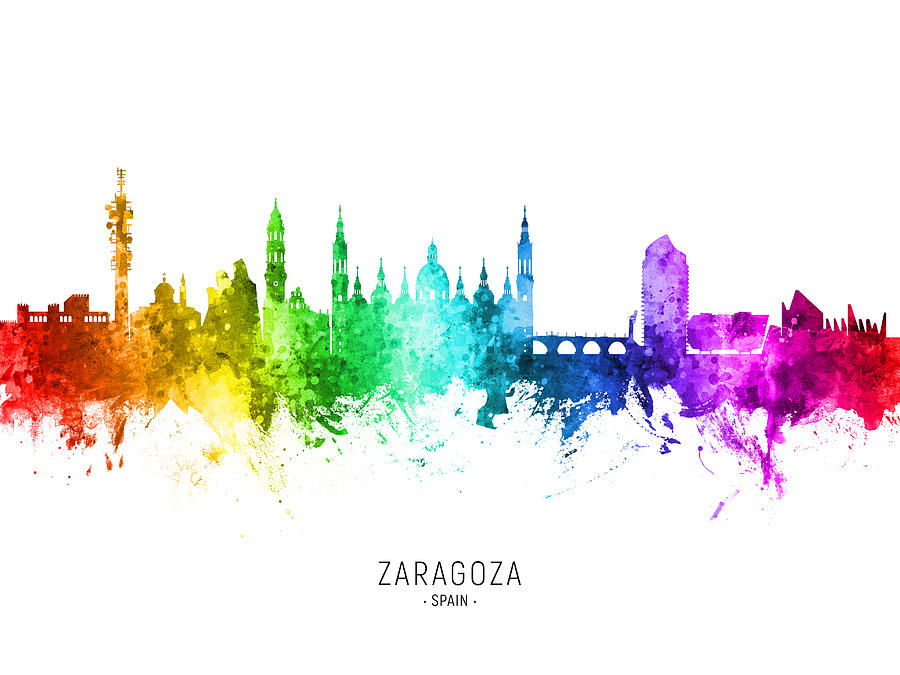 Zaragoza Spain Skyline #60 Digital Art by Michael Tompsett