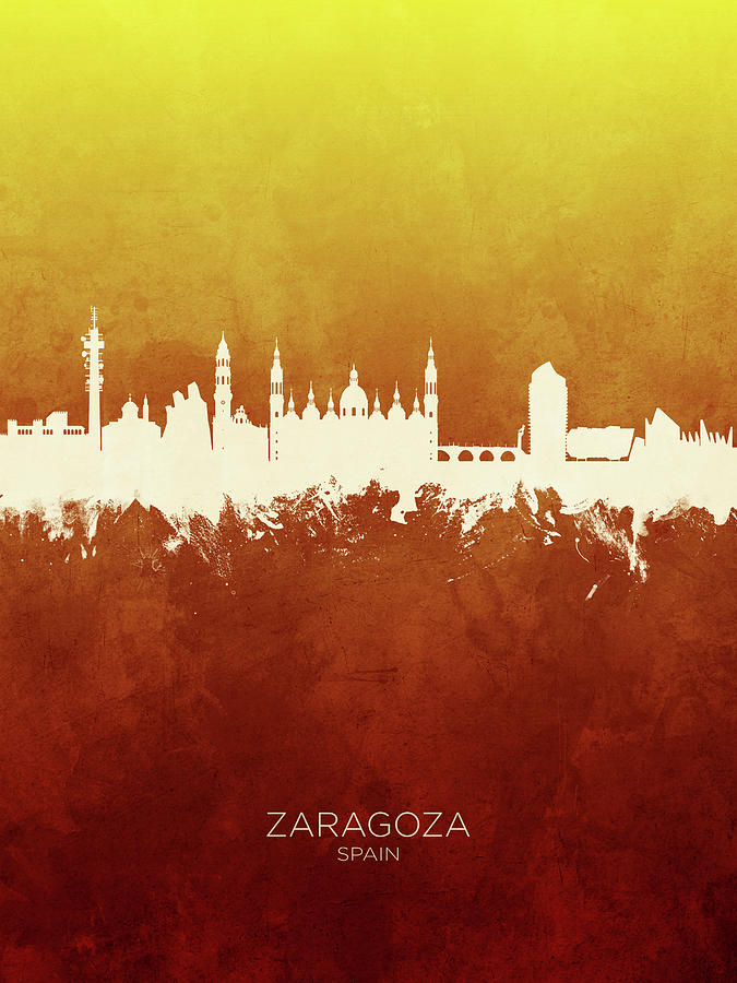 Zaragoza Spain Skyline #88 Digital Art by Michael Tompsett