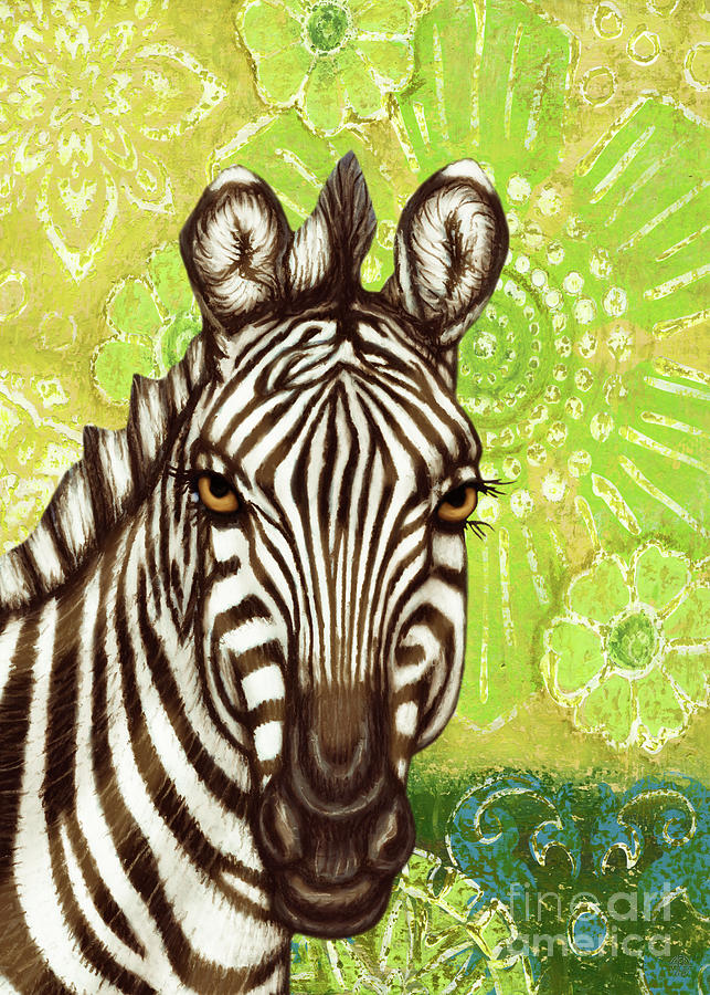 Zebra Abstract Botanical Painting by Amy E Fraser