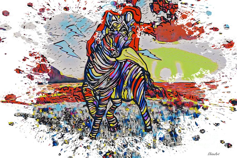 Zebra Color Splash Painting by Eloise Schneider Mote