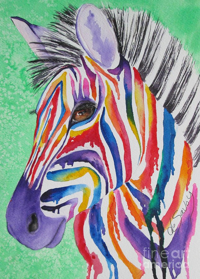Zebra Extraordinaire Painting by Diane DeSavoy