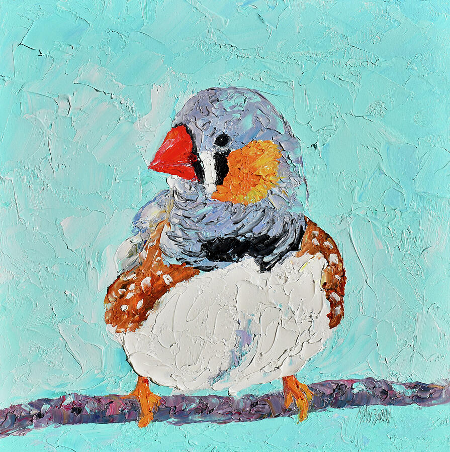 Zebra Finch - textured bird painting Painting by Jan Matson Zebra Finch - textured bird painting Painting by Jan Matson