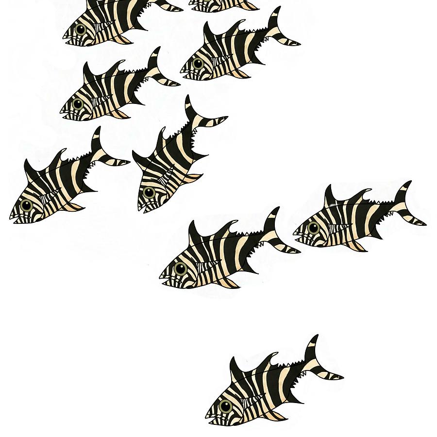 Zebra Fish 3 of 4 Drawing by Joan Stratton