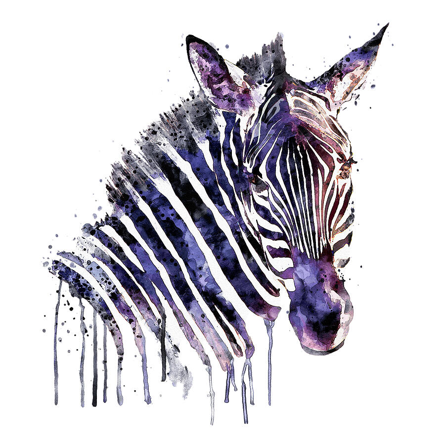 Zebra Head Painting by Marian Voicu
