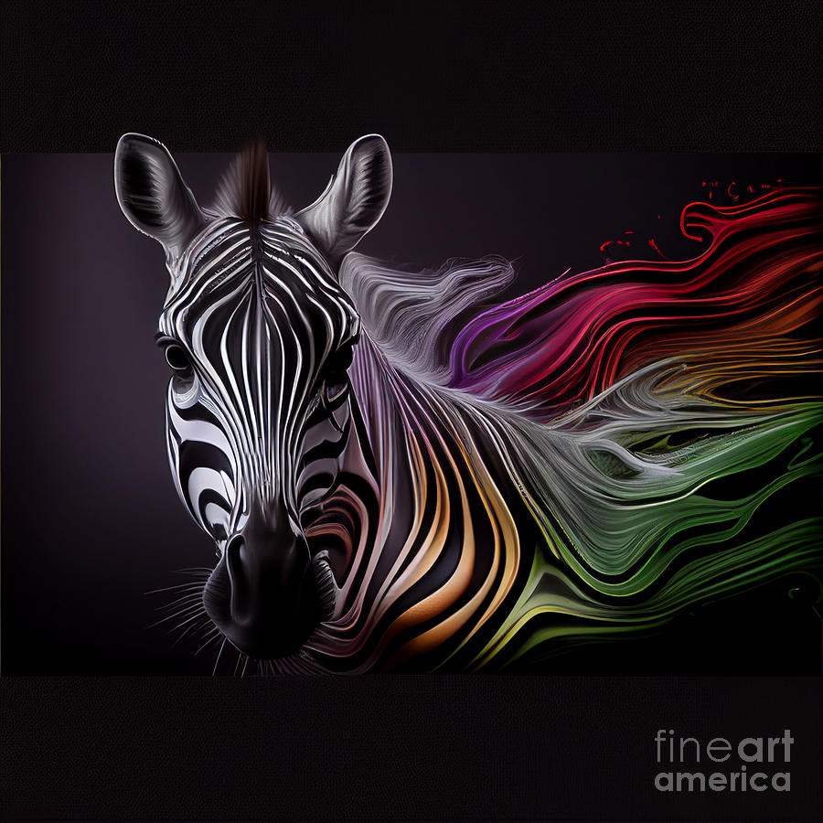 Zebra in color 2 Mixed Media by Binka Kirova