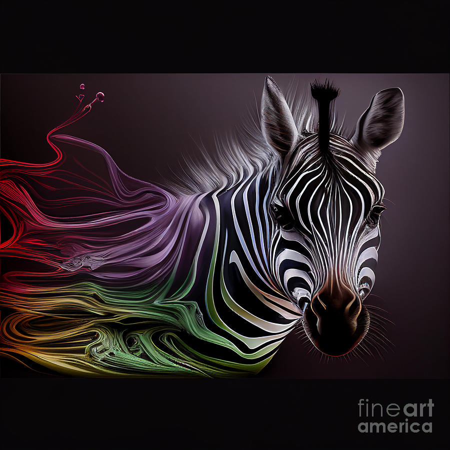 Zebra in color Mixed Media by Binka Kirova