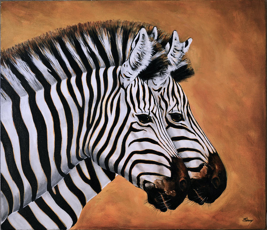 Zebra Mates Painting by Charles Berry