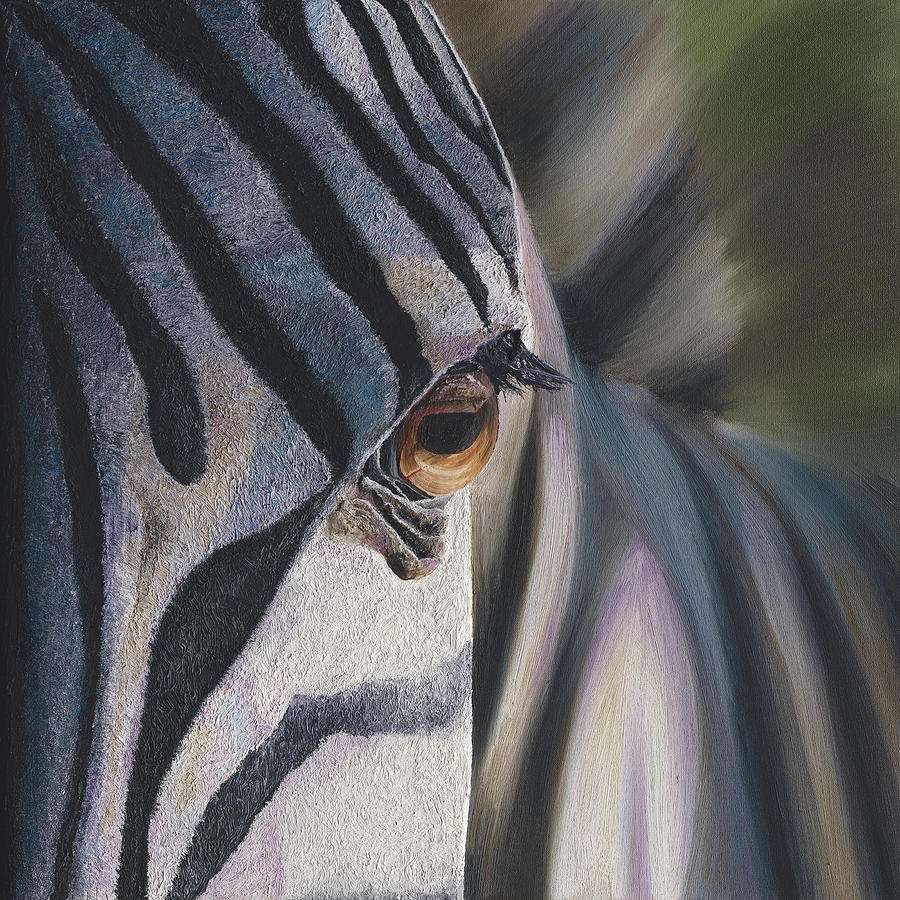 Zebra portrait Painting by Russell Hinckley
