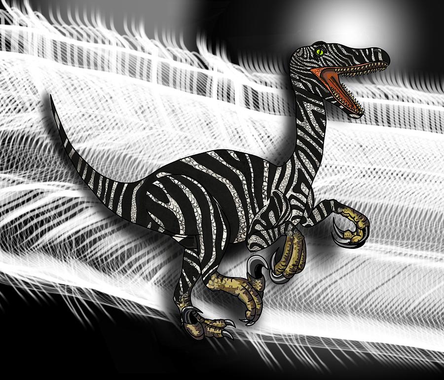 Zebra Raptor Flash Drawing by Joan Stratton