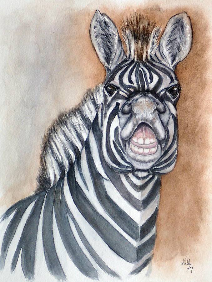 Zebra saying Cheese Painting by Kelly Mills