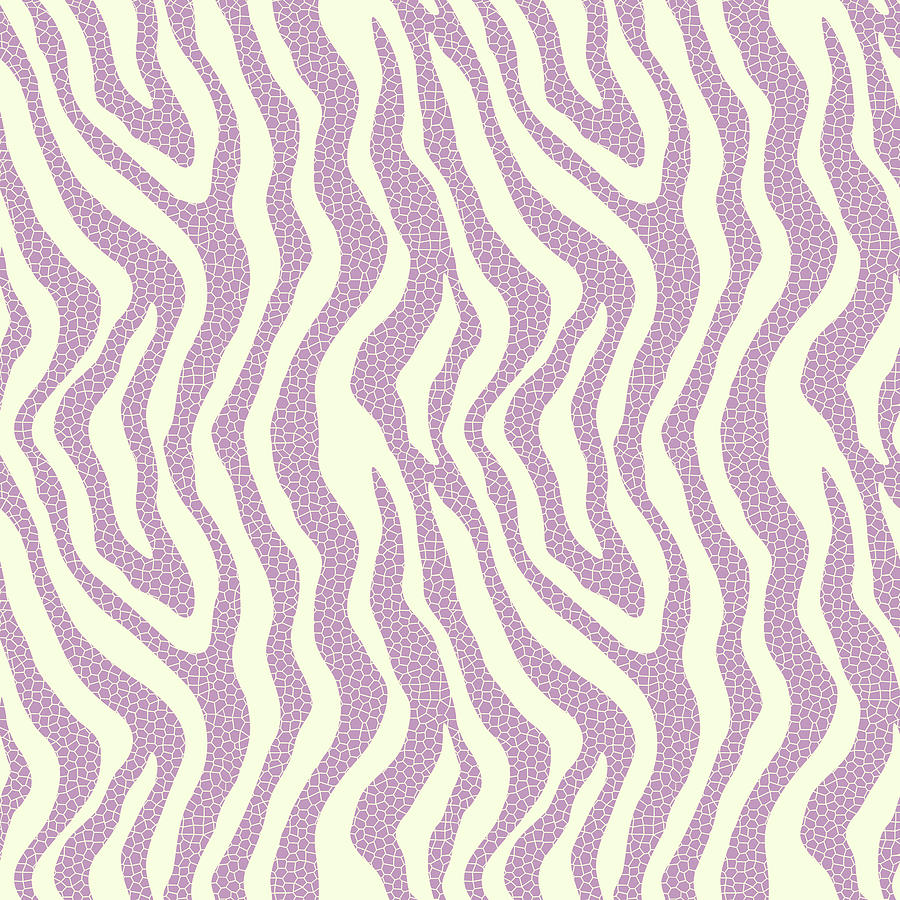 Zebra Seamless Pattern - Off White , Lavender Digital Art