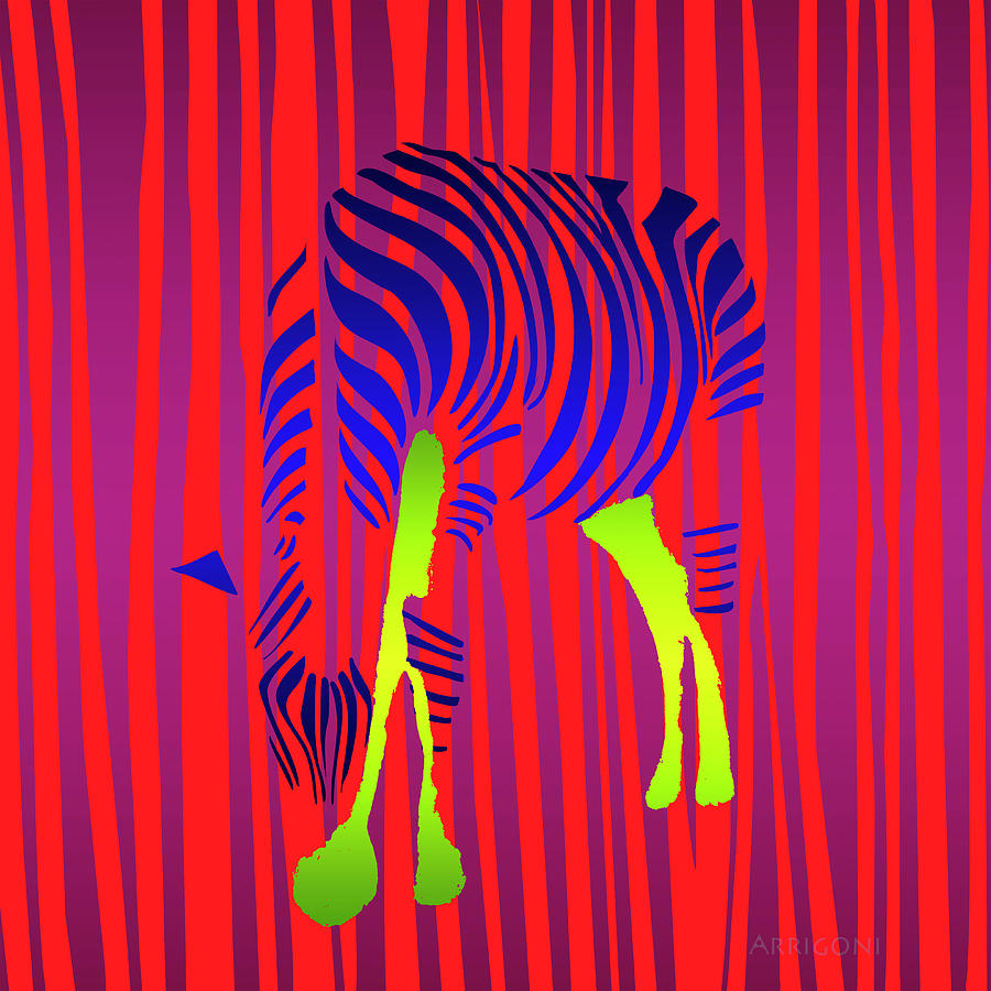 Zebra-square Painting by David Arrigoni
