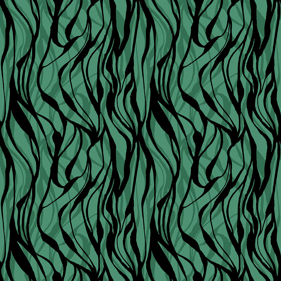 Zebra Stripes Pattern - Light Sea Green Digital Art