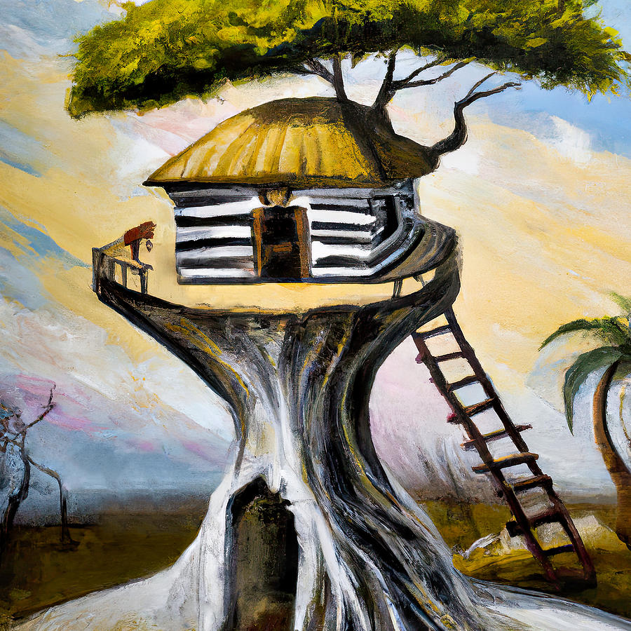 Zebra Tree House Painting by Hillary Kladke