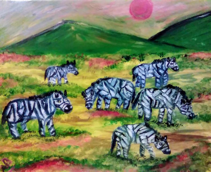 Zebra Zone Painting by Andrew Blitman