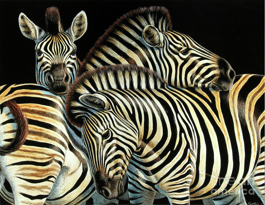 Zebras 6 Painting by Cynthie Fisher