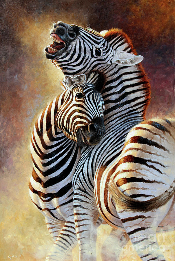 Zebra Painting - Zebras by Cynthie Fisher