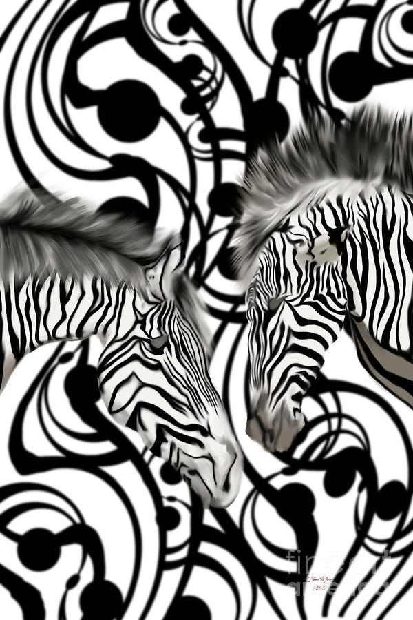 Zebras in black and white Digital Art by Bless Misra