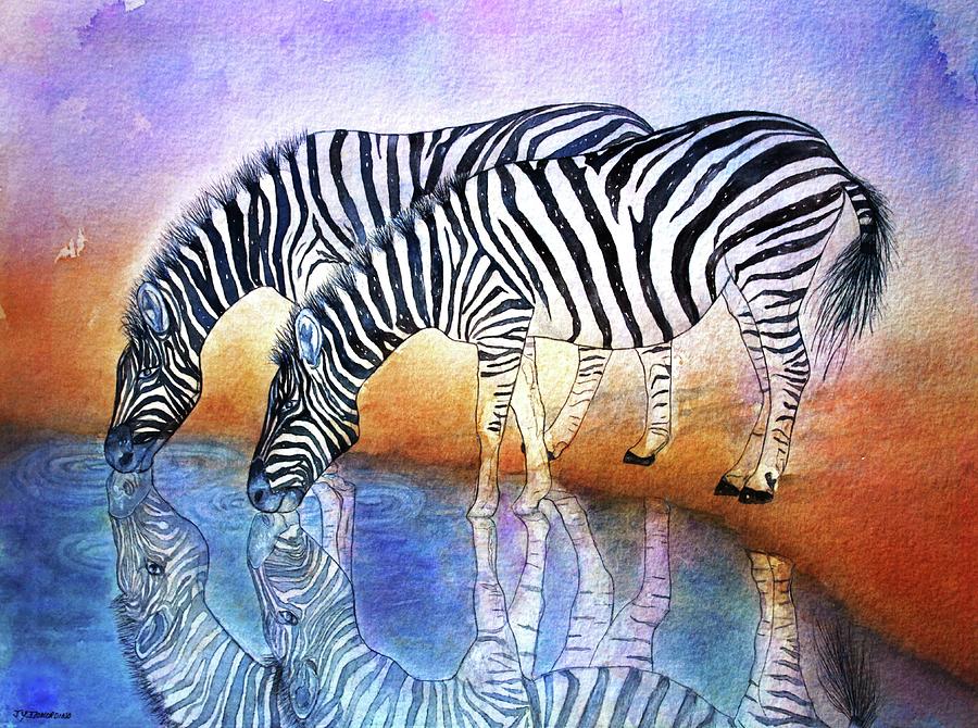 Zebras Painting by Janet Immordino