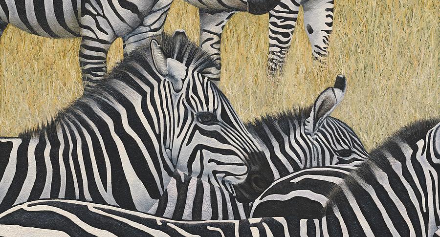 Zebras Painting by Russell Hinckley